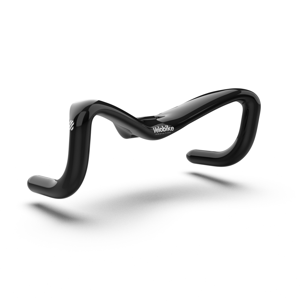 Black track sprinting bicycle handlebar on a white background