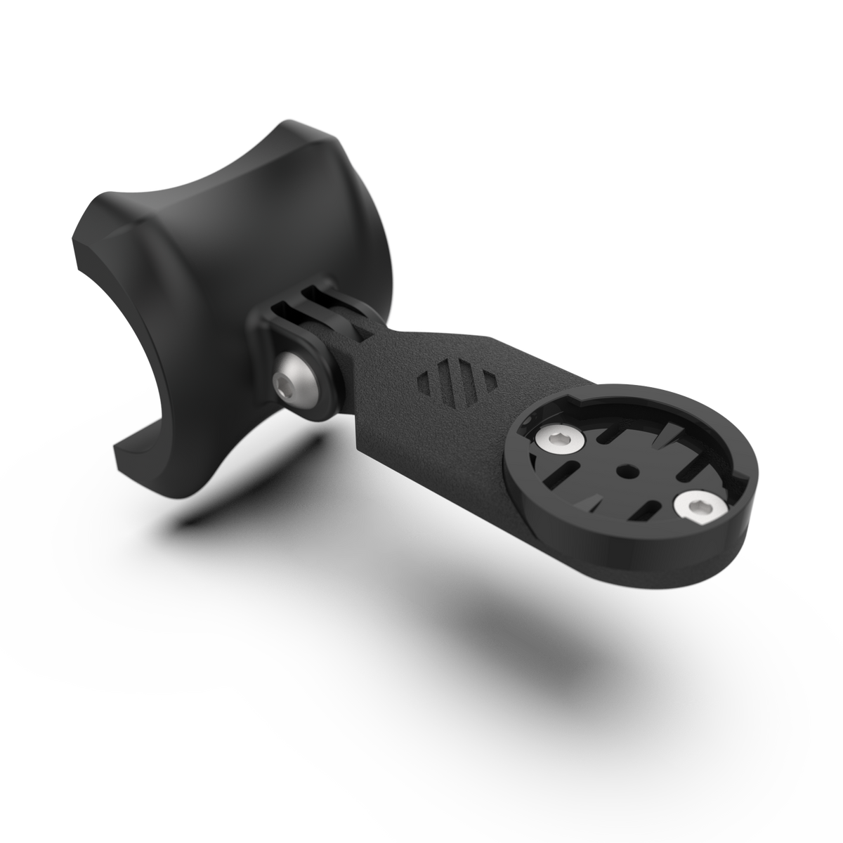 A matte black aluminium stem faceplate with a mounting bracket fixed to the front.